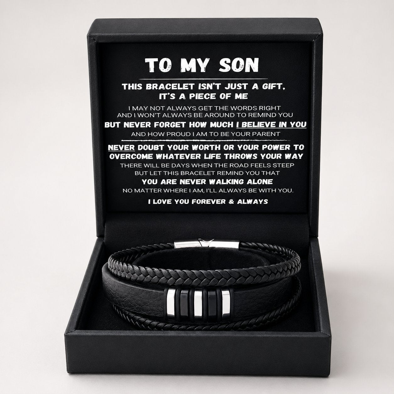 🖤To My Son — Never Walk Alone Braided Bracelet Set 🎁Free Gift