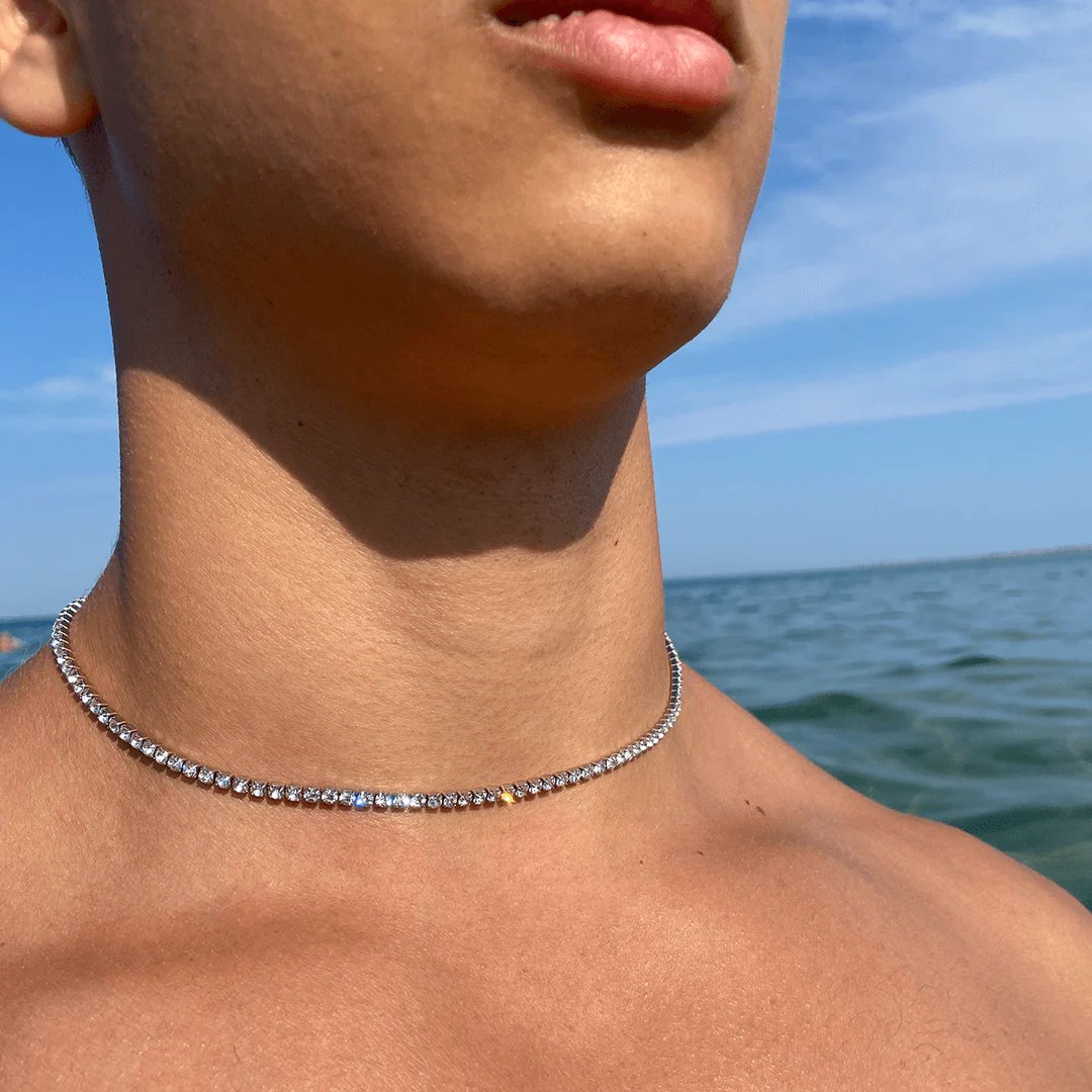 💥"Crystal' Tennis Necklace  +  Free  Bracelet