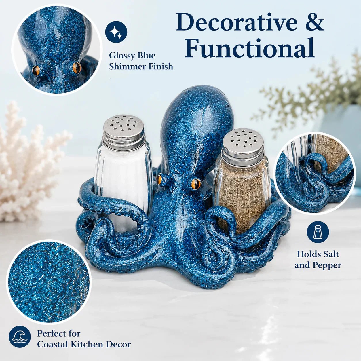 🔥HOT SALE🔥Coastal Animal Salt & Pepper Shaker Holder Set
