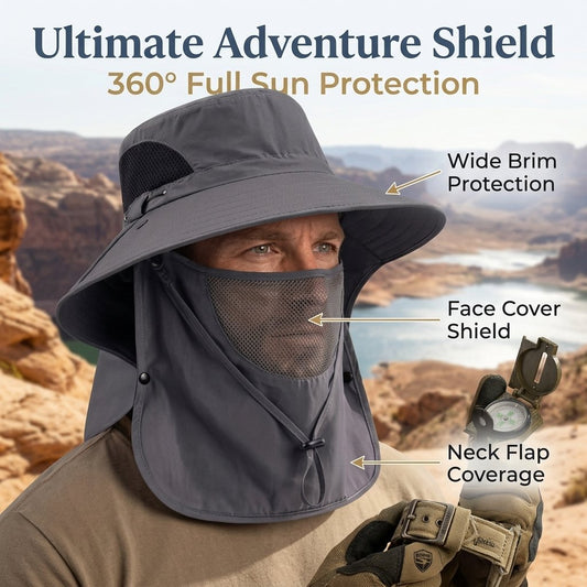 🔥ÚLTIMO DÍA 47% DE DESCUENTO🎣- Sombrero de sol de aventura unisex - brinda la máxima protección UV para todos los terrenos.