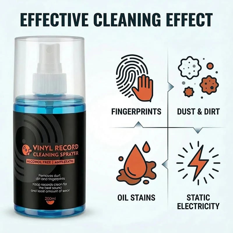 🎵 LIMITED-TIME 50% OFF! 💥 Anti-Static Vinyl Record Cleaning Spray – Dust Removal, Alcohol-Free, Easy Mist ✨