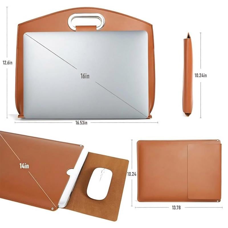 Bolsa de cuero impermeable para portátil de 14-16 pulgadas, 2 unidades, para mujer, tipo bolso de mano