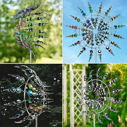 Vibrant Spinning Yard Art