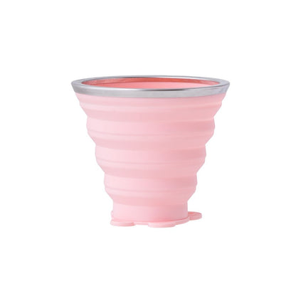 270ML Travel Cup Stainless Steel Silicone Retractable Folding Cups Outdoor Sport Telescopic Collapsible Coffee Tea Water