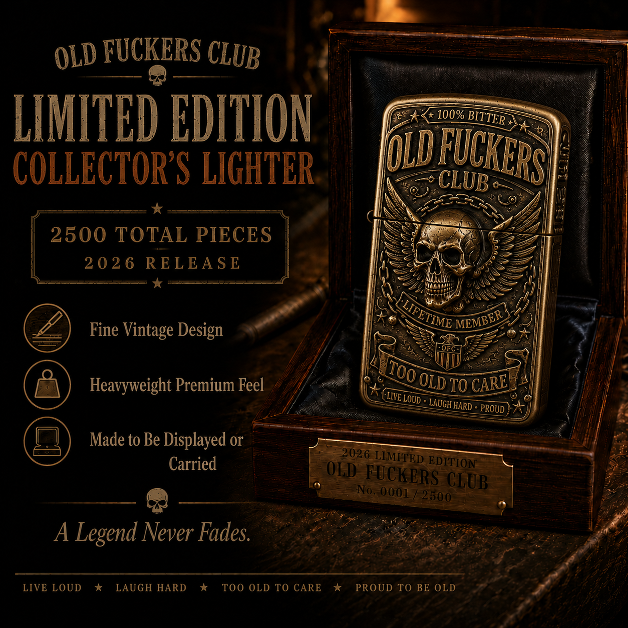 ☠️ Old Fuckers Club Vintage Lighter | 2026 Limited Edition Collectible Metal Lighter