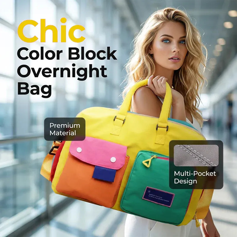 🔥Casual Color Block Overnight Bag