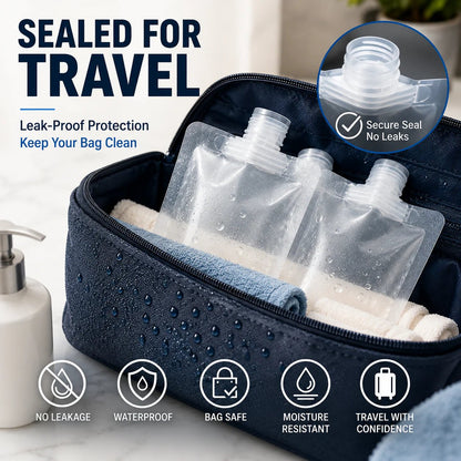 12 Counts Reusable Plastic Pouches — Versatile Liquid Carriers for Travel, Picnics & Outings