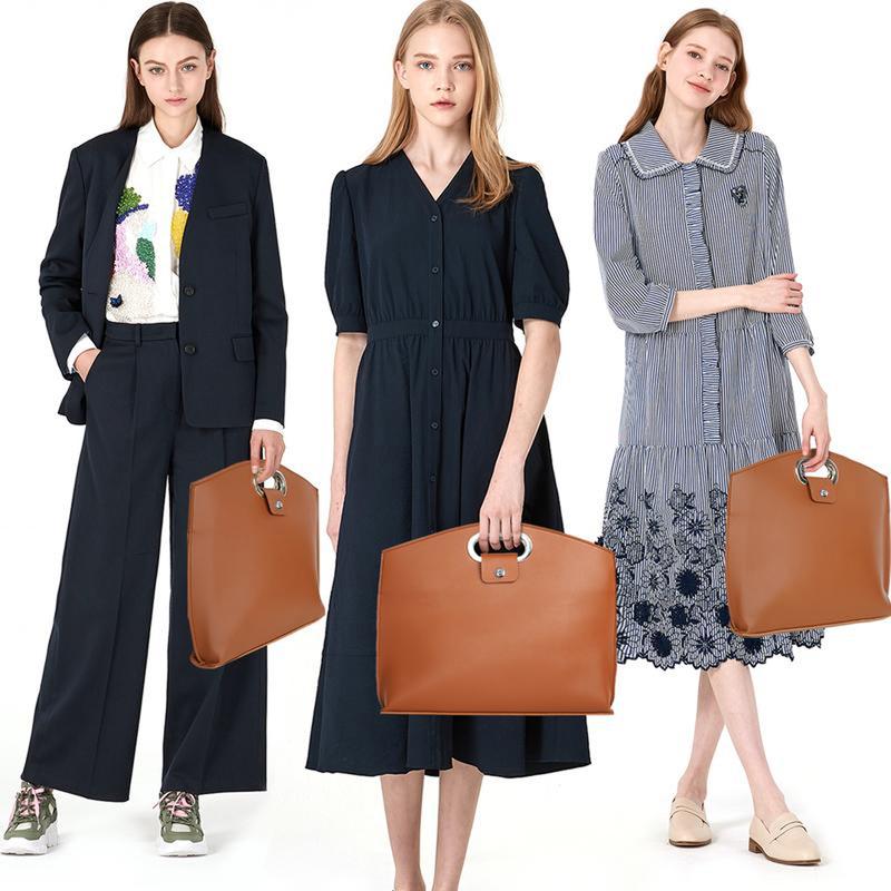 Bolsa de cuero impermeable para portátil de 14-16 pulgadas, 2 unidades, para mujer, tipo bolso de mano