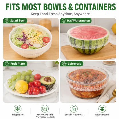 100PCS Disposable Stretch Food Covers for Bowls & Plates