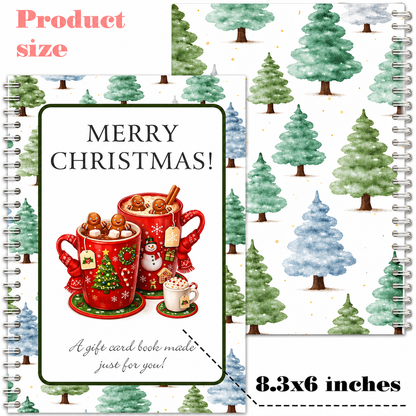 🎄 Spiral-Bound Christmas Gift Card Book with 12 Themed Pages 🎁