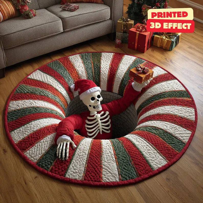 💀Halloween 3D Bottomless Illusion Rug Skeleton Pit Non-Slip Crystal Velvet Mat 🎃
