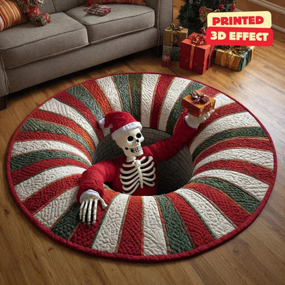 💀Halloween 3D Bottomless Illusion Rug Skeleton Pit Non-Slip Crystal Velvet Mat 🎃