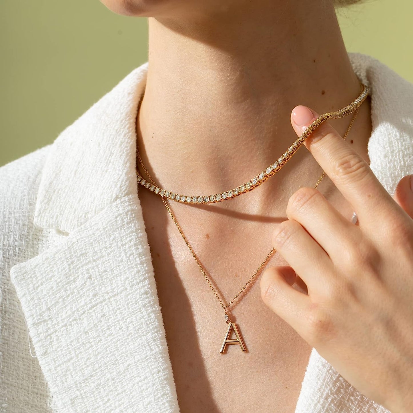 💥"Crystal' Tennis Necklace  +  Free  Bracelet