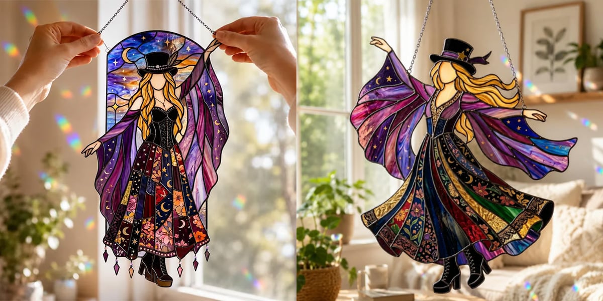 💥💃🤘 Handmade Stained Glass Spinning Suncatcher