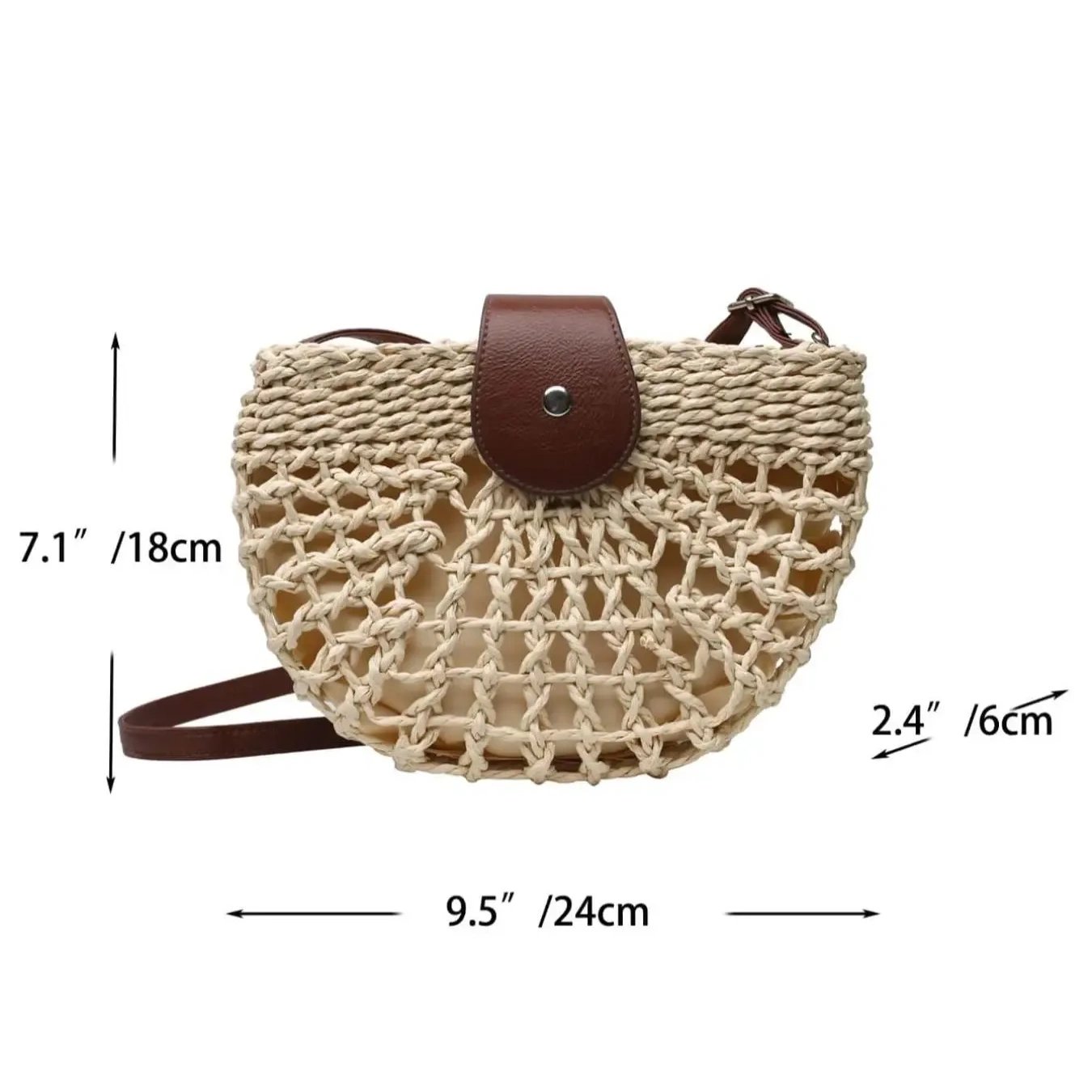 🔥49% DE DESCUENTO✨Bolso de paja semicircular calado bohemio para mujer