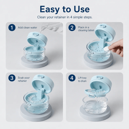 3-in-1 Leak-Proof Retainer Cleaning Case with Mirror, Drain Tray & Travel Storage