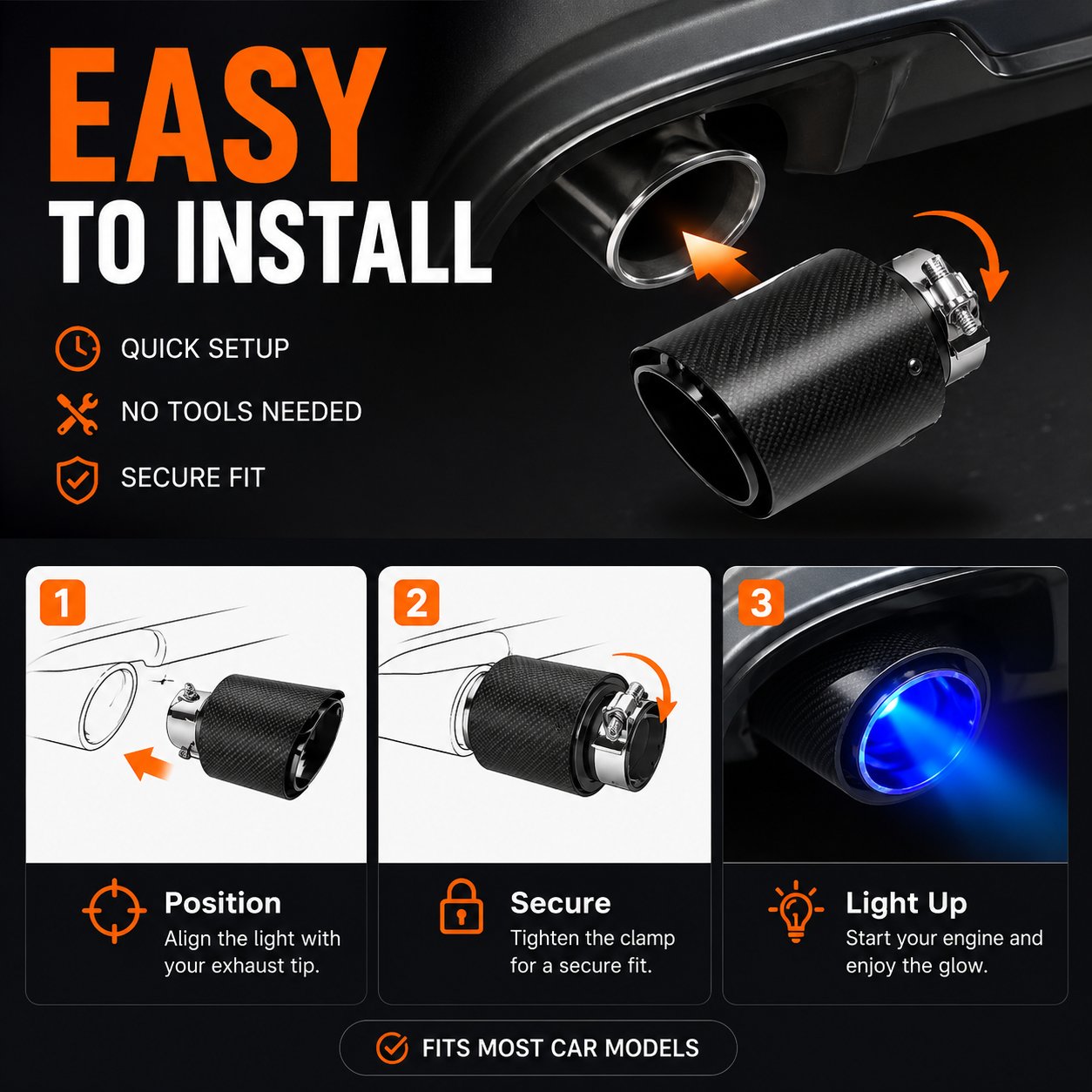 🎉fire-breathing illuminated Exhaust Pipe