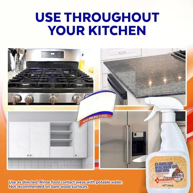 Kitchen Spray Cleaner & Degreaser - Antibacterial Lemon Scented Quick Grease Removal