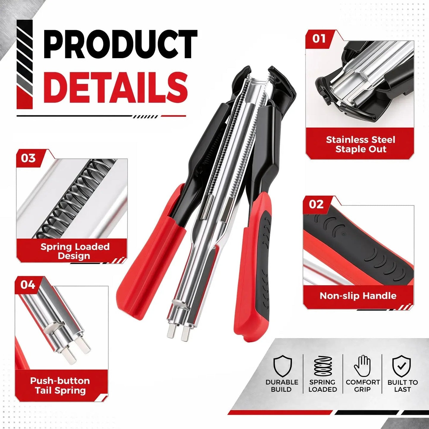 Hog Ring Pliers Kit –Heavy Duty Fence & Cage Fastening Tool