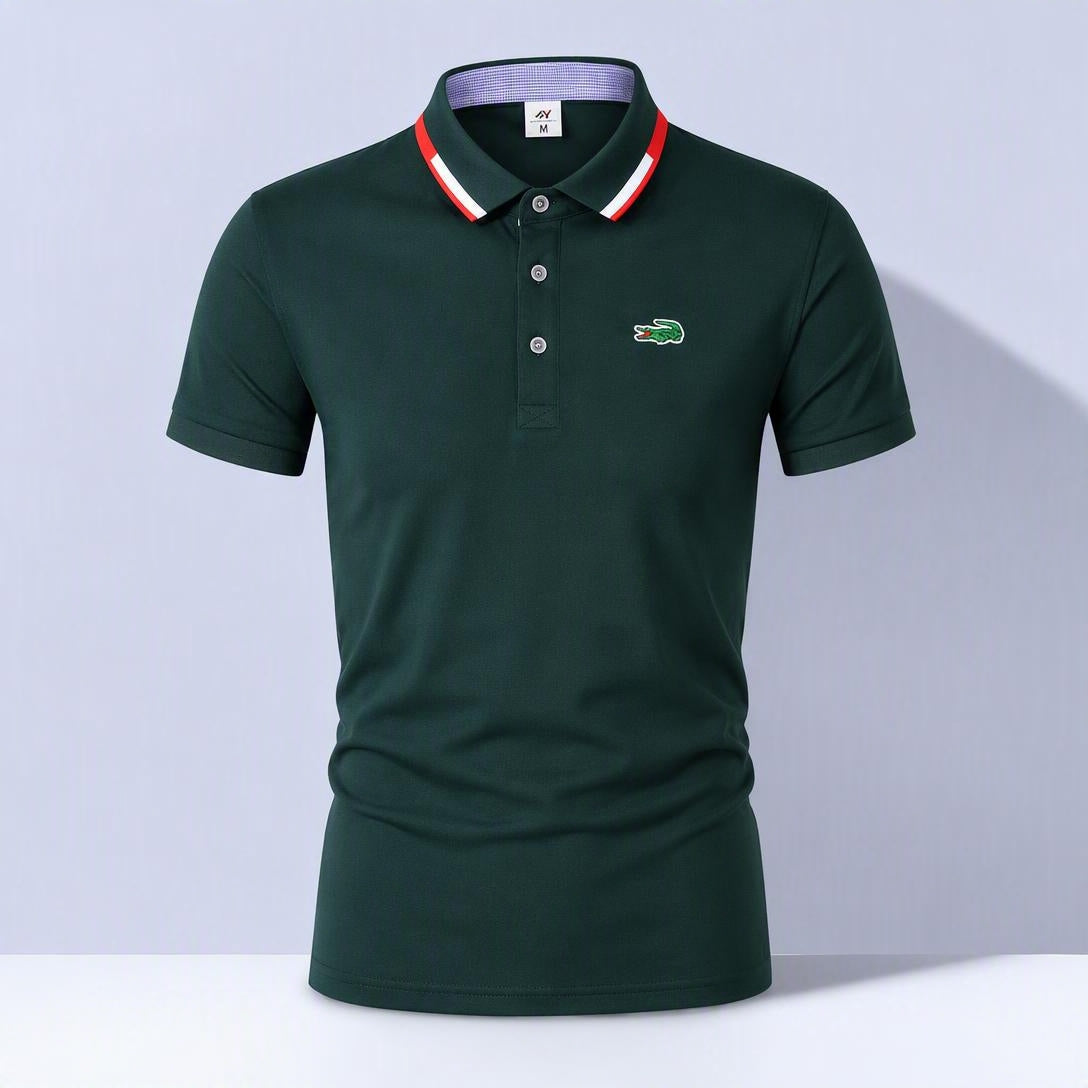 Men’s Comfortable Breathable Solid-Color Turn-Down Collar Short-Sleeve Polo