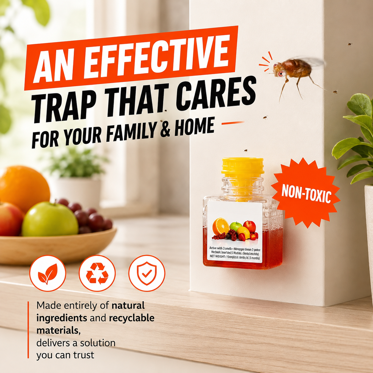 LAST DAY BUY 1 GET 1 FREE🔥Ultra-Strong Fruit Fly Trap - User Friendly (Up to 3 Weeks per Bottle)