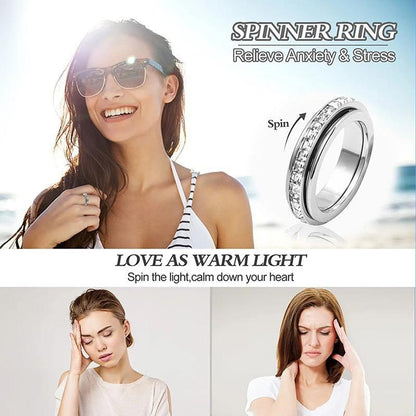 🎁Sparkling Spinning Ring, Relieves Anxiety, Symbolizes Vows & Luck, Waterproof & Fade-Resistant
