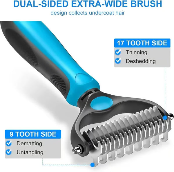 Professional Double-Sided Pet Grooming Rake