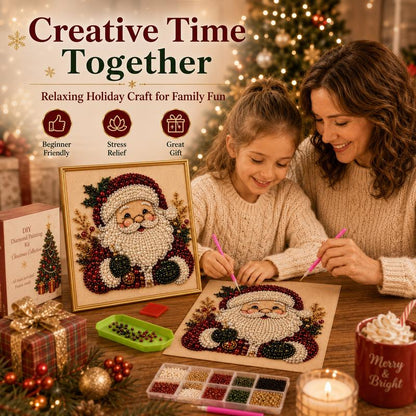 Frameless 3D Beaded Christmas Pearl Diamond Painting, Xmas Wreath Stocking Mosaic Art🎄