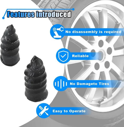 60Pcs Tire Repair Screws Plugs, Self-service Tyre Repair Vacuum Rubber Nails Kit