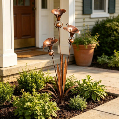 🏡Three Calla Lilies Garden Stake with Bells