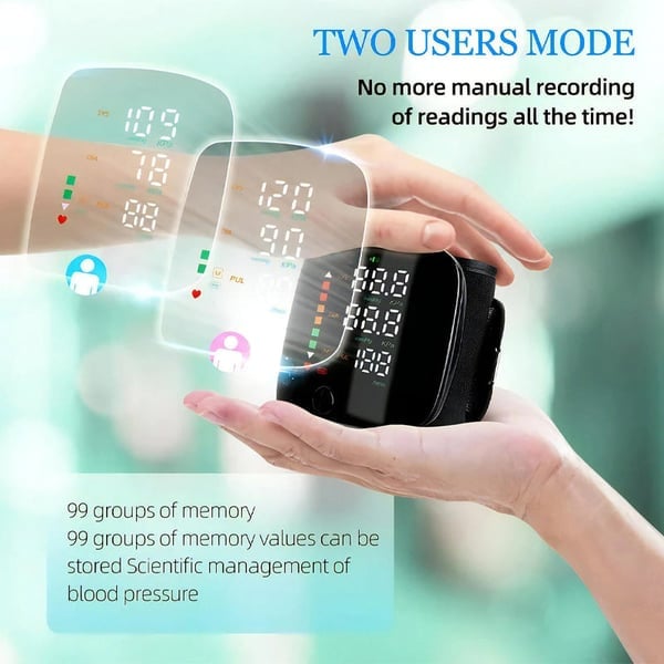 Wrist Blood Pressure Monitor – LED Display, Adjustable, Health Tracking