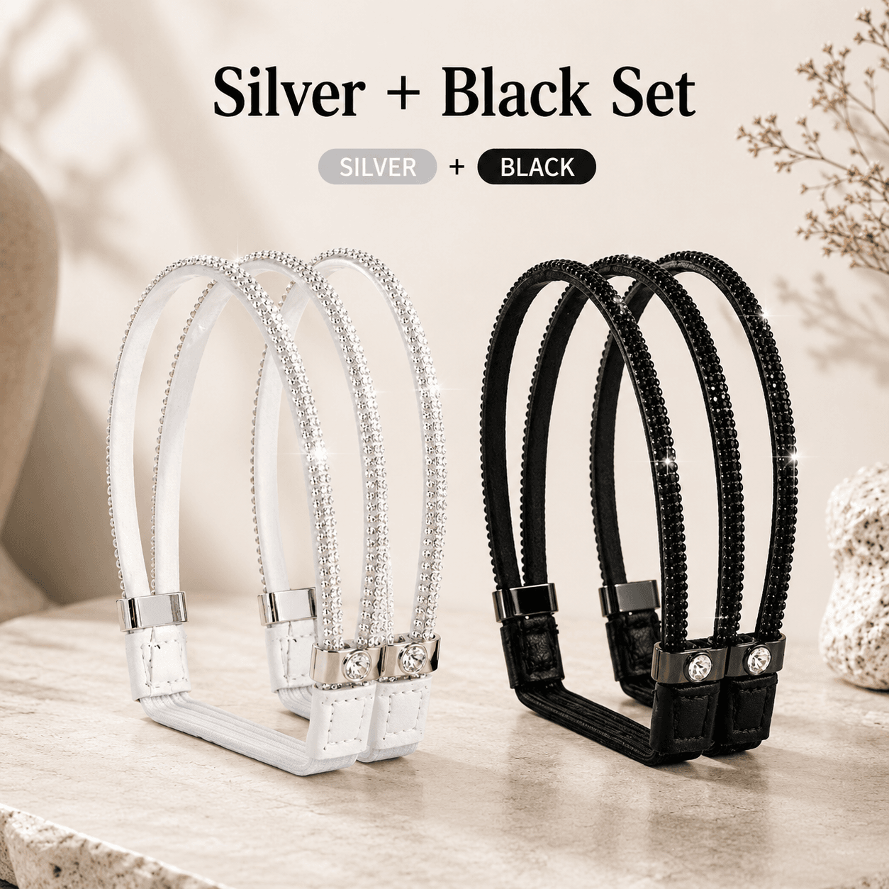 Anti-Slip Rhinestone Heel Straps