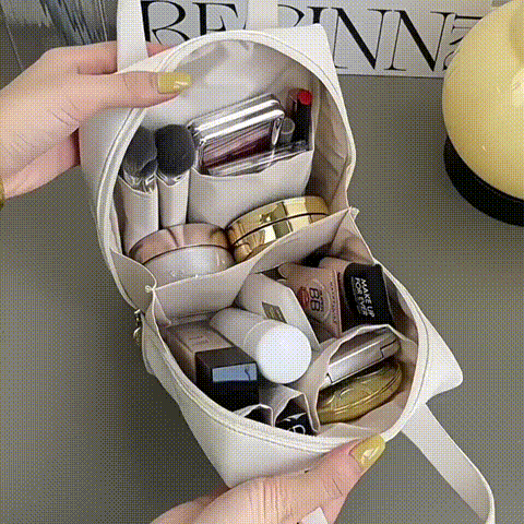 Large capacity portable cosmetic bag