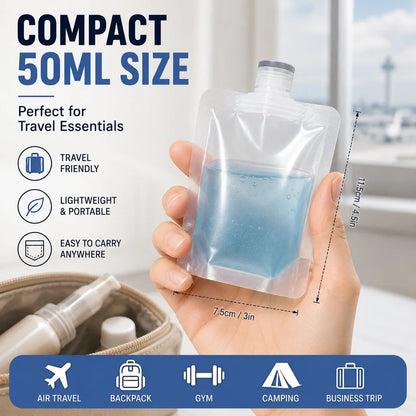 12 Counts Reusable Plastic Pouches — Versatile Liquid Carriers for Travel, Picnics & Outings