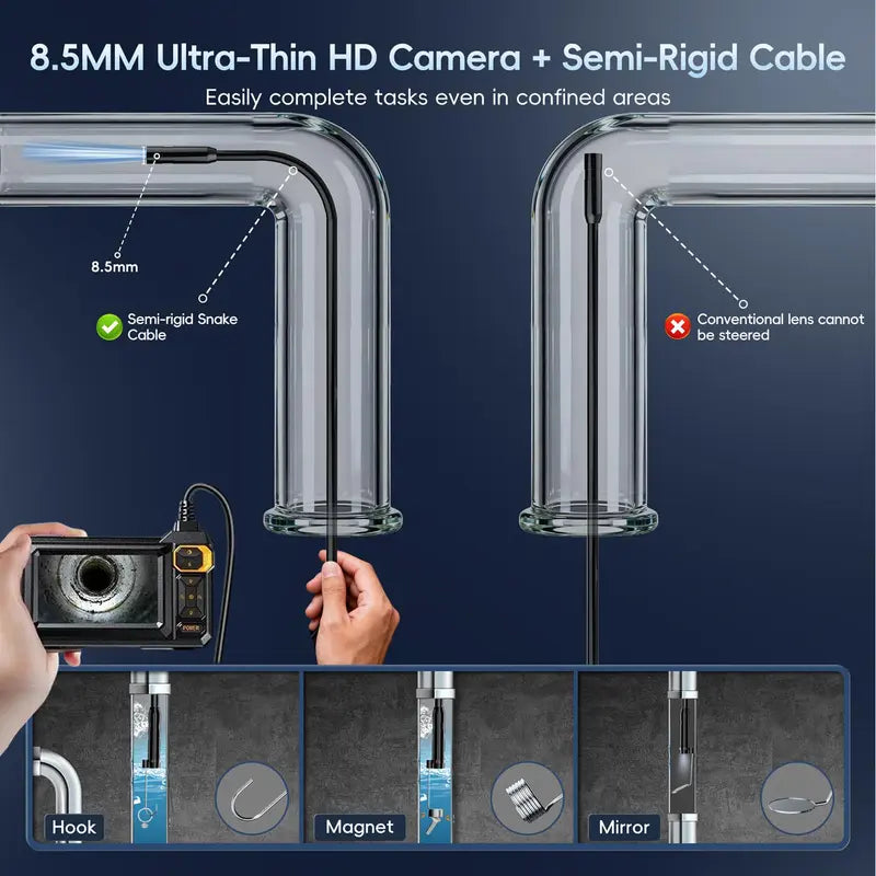 Borescope Camera with Light，For Sewer, Drain, Pipe Inspection