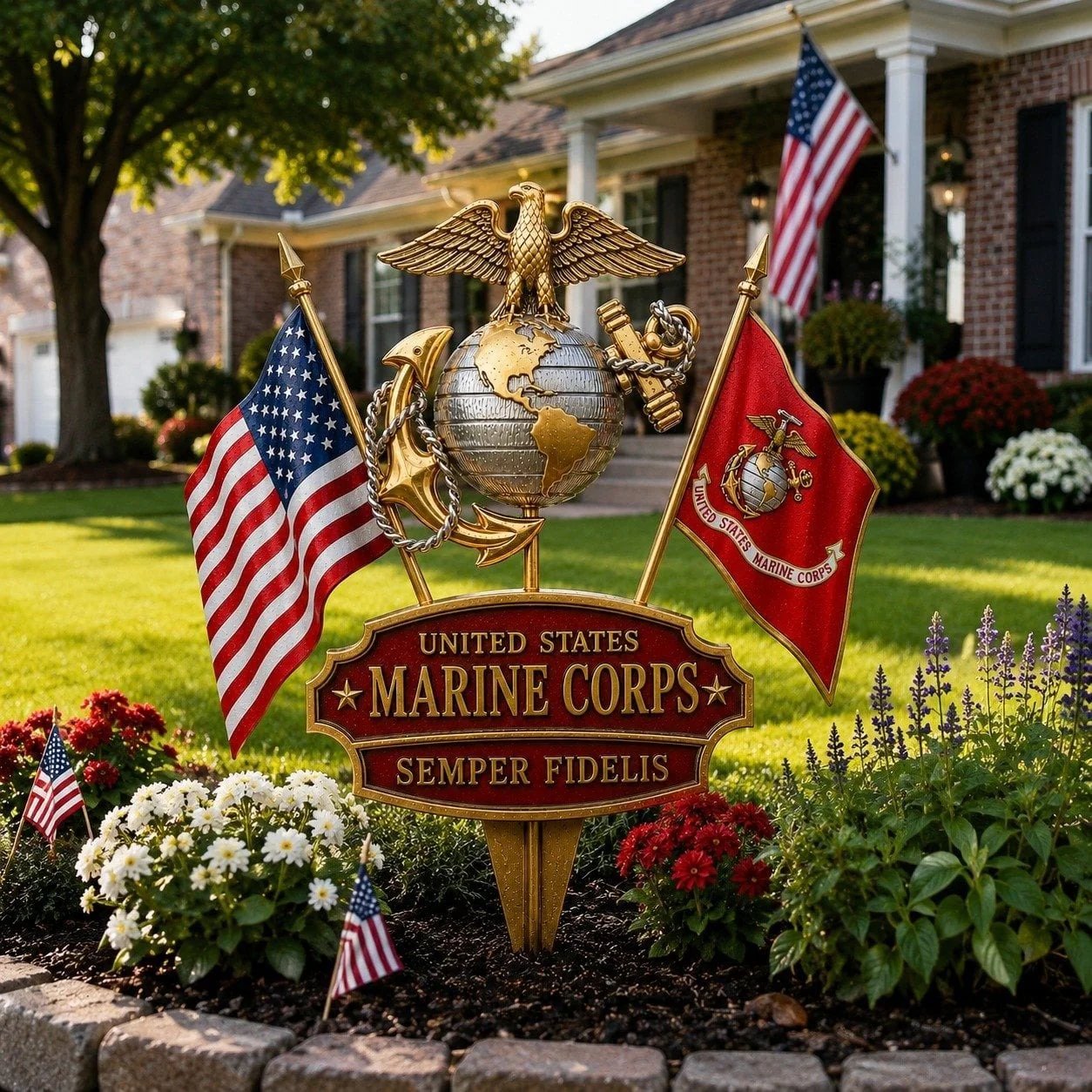 🎖️-US Marine Corps Semper Fidelis Tribute Garden Stake - ✈️