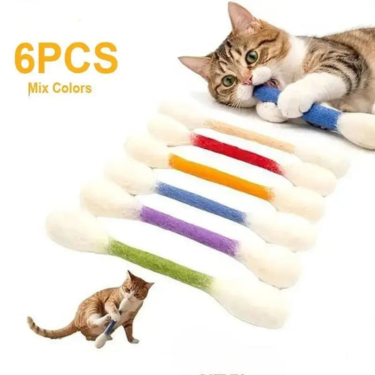 💥VENTA ÚLTIMO DÍA 49% DE DESCUENTO💥 Juguetes para Gatos de Fieltro con Forma de Hisopo Gigante de Algodón, Paquete de 6
