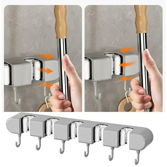 Soporte de pared de 4 ranuras y 5 ganchos