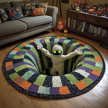 💀Halloween 3D Bottomless Illusion Rug Skeleton Pit Non-Slip Crystal Velvet Mat 🎃