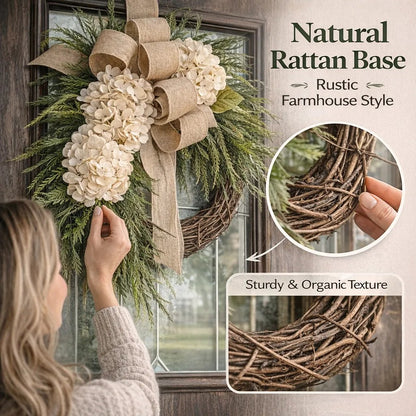 🎉🌸Handcrafted Hydrangea Wreath – The Perfect All-Season Front Door Decor