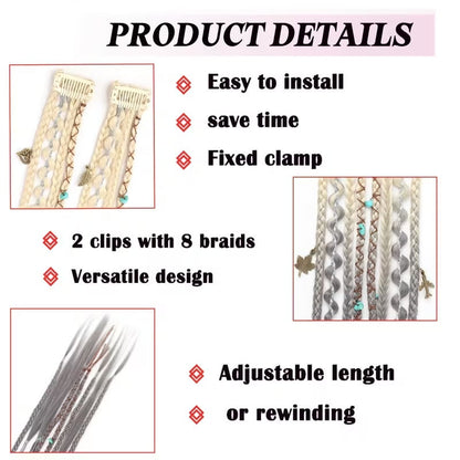 Boho Dreadlock Clip in Hair Extensions with Beads and Charms