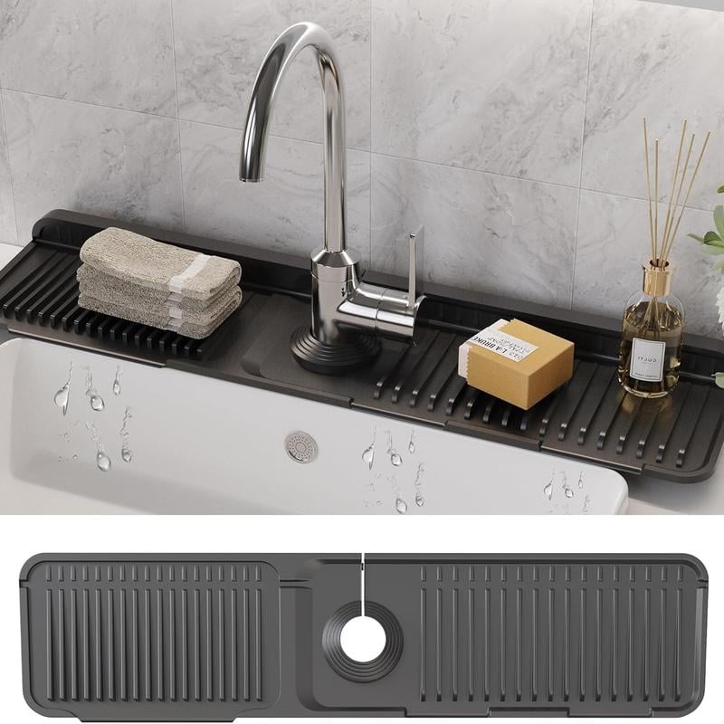 💖Kitchen Sink Faucet Mat, Silicone Folding Splash Guard
