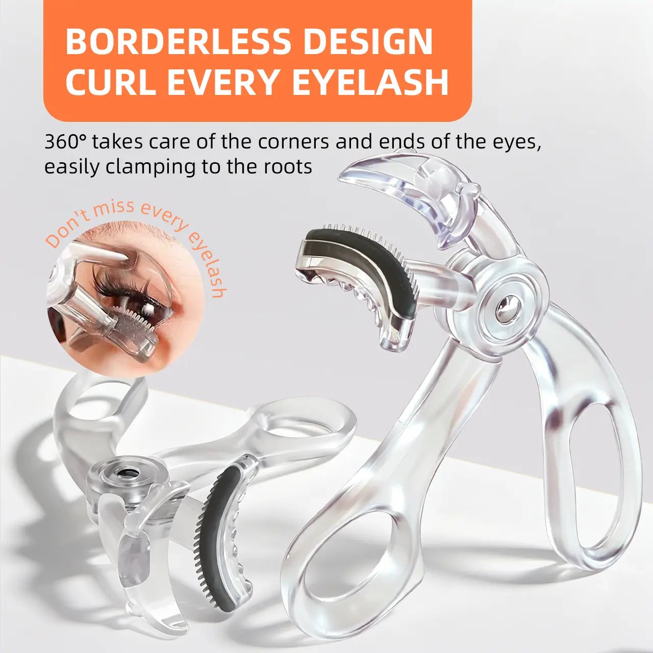Wide-angle eyelash curler with comb - perfectly curls every lash without pinching your fingers!