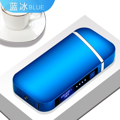 Metal Electric Lighter, Dual Arc, Windproof, LED Battery Indicator, Automatic Protection
