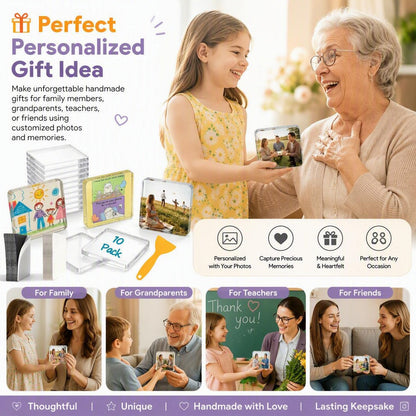 🧲📸 10-Pcs Magnetic Clear Acrylic Photo Frames DIY Fridge Magnets