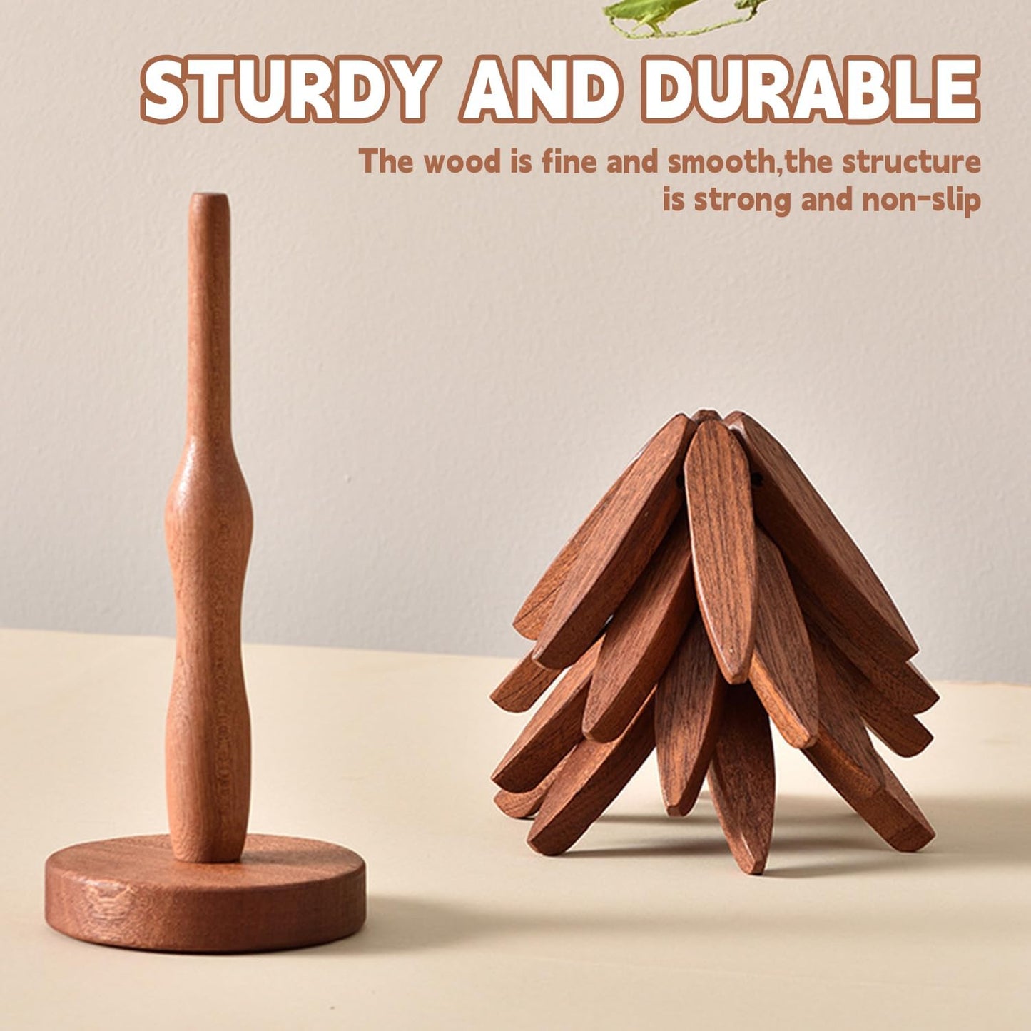 ✨🎄Natural Tree Trivet Set - 4 Wooden Trivets & 1 Stand Like a Christmas Tree🎄