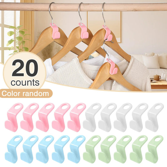 Space Saving Hangers Connector Hooks 20 Counts, High Load-bearing Clothes Hanger Connector Hooks, Hooks for Hangers