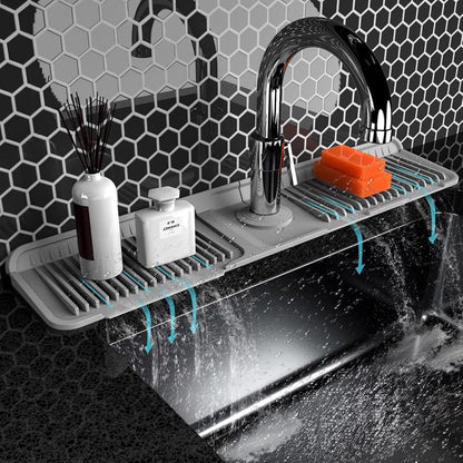 💖Kitchen Sink Faucet Mat, Silicone Folding Splash Guard