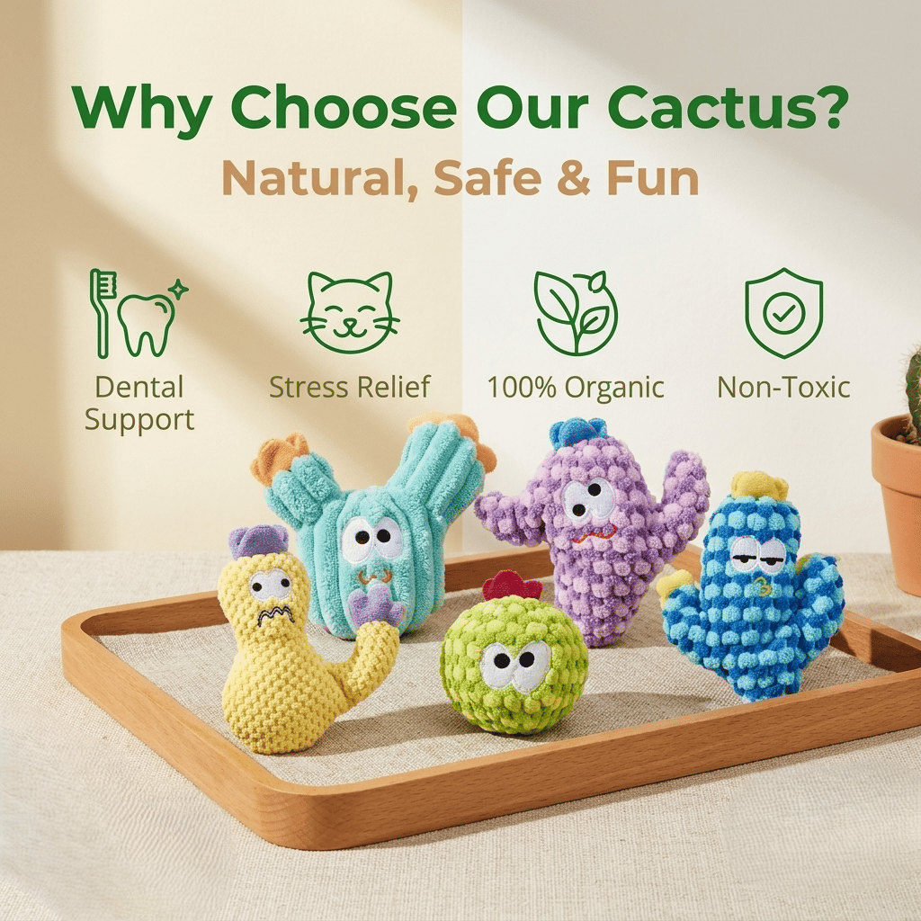 🔥5pcHandmade Soft Cactus Kitten Chew Toys with Natural Catnip
