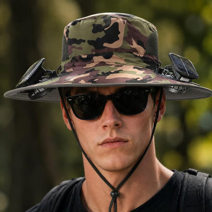🔥Summer Hot Sale 49% OFF⚡-2026 New Ultralight Solar Fan Sun Fishing Hat-Solar & USB Charging🧢(Only 11oz)